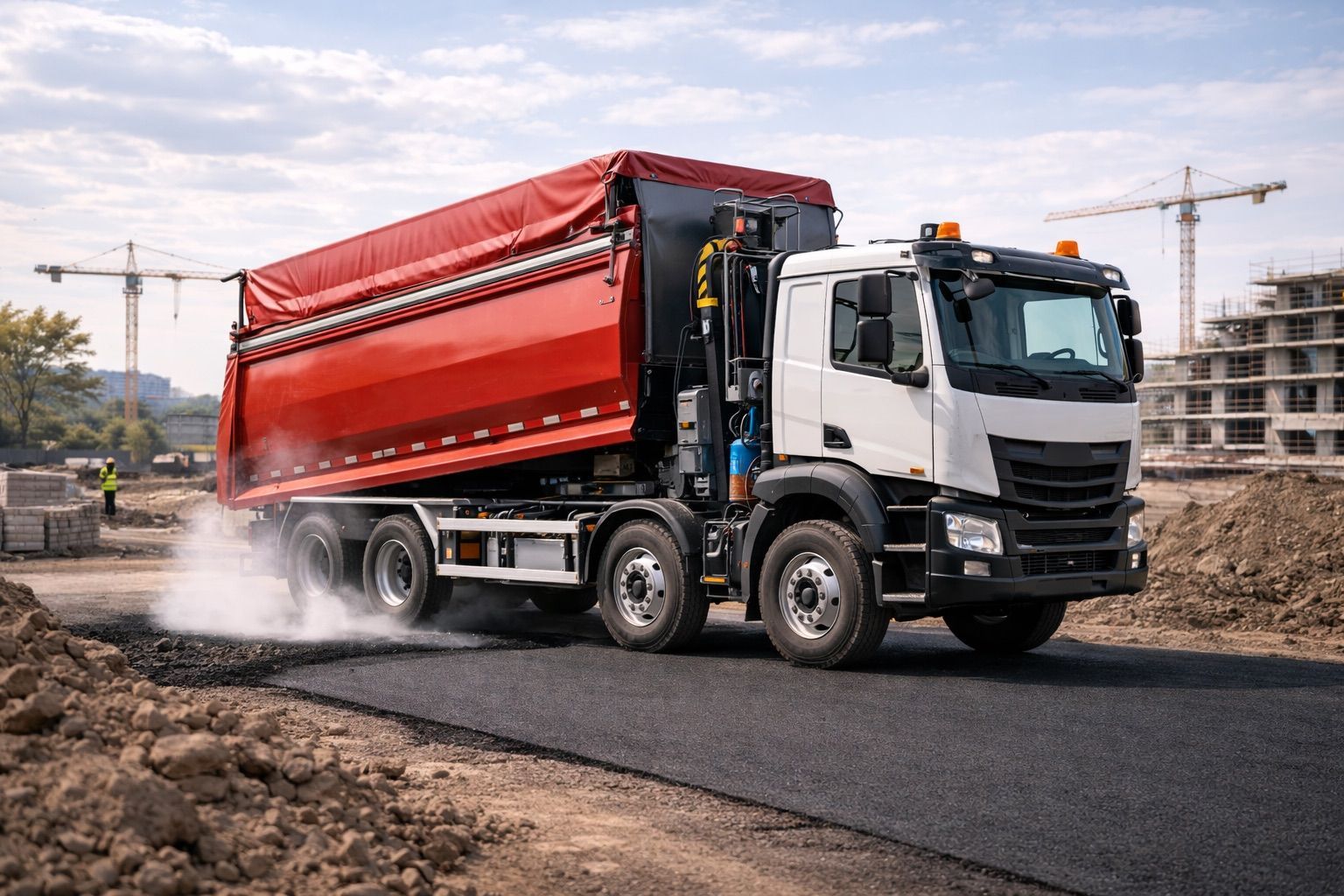 Camion benne pour enrobés chauds