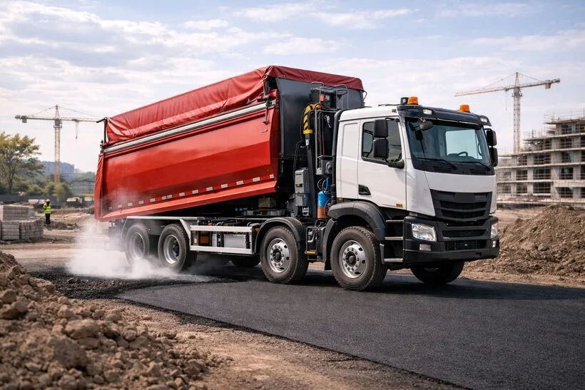 Camion benne pour enrobés chauds