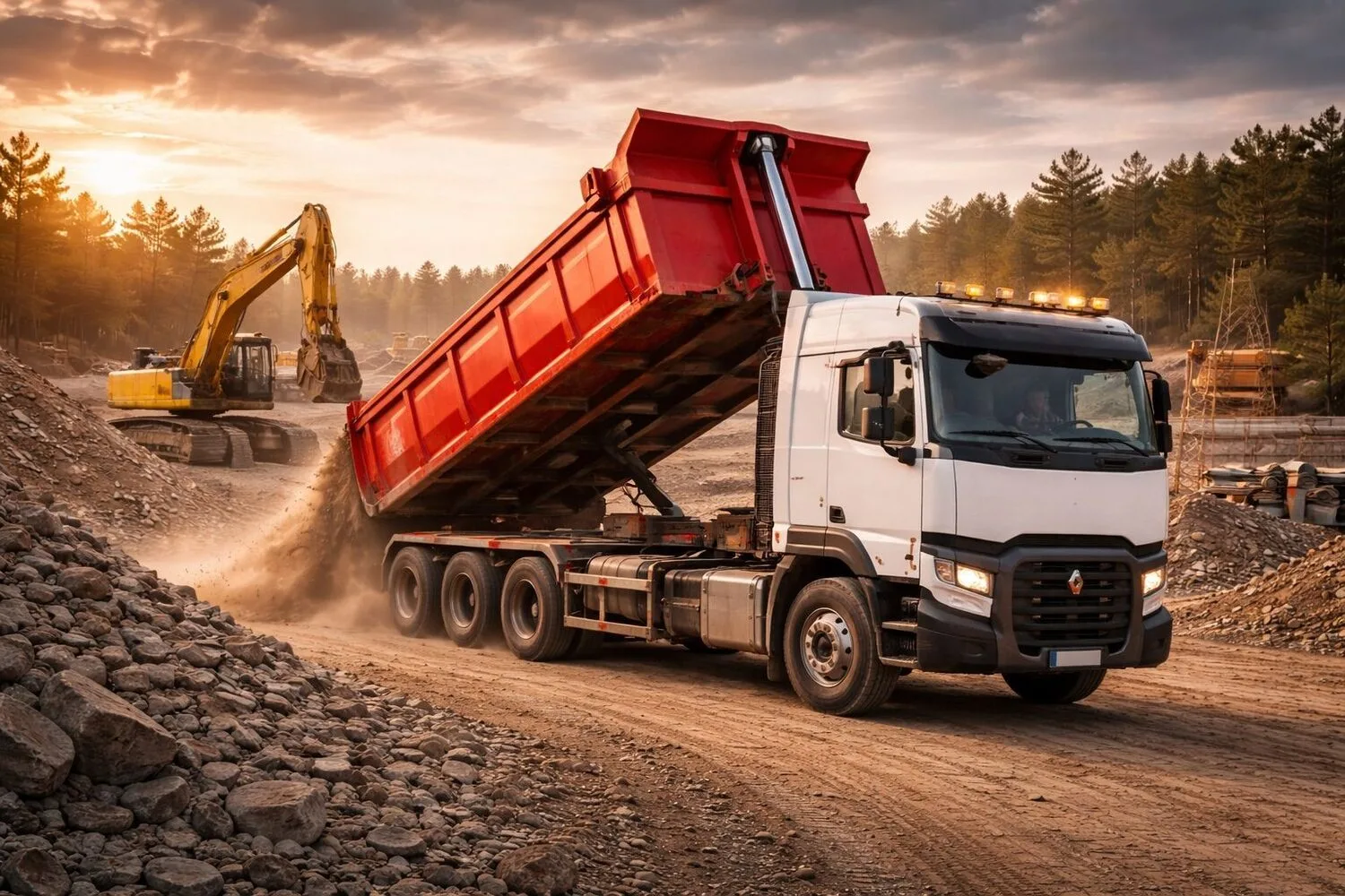 Camion de transport TP sur chantier